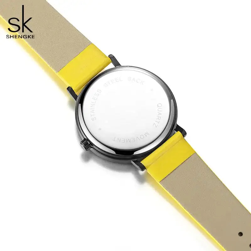 Shengke Women Creative Wristwatch Ladies Watches Yellow Leather Band Best Gifts Wristwatches Clock Montres Femme Reloj Mujer - Lootquake