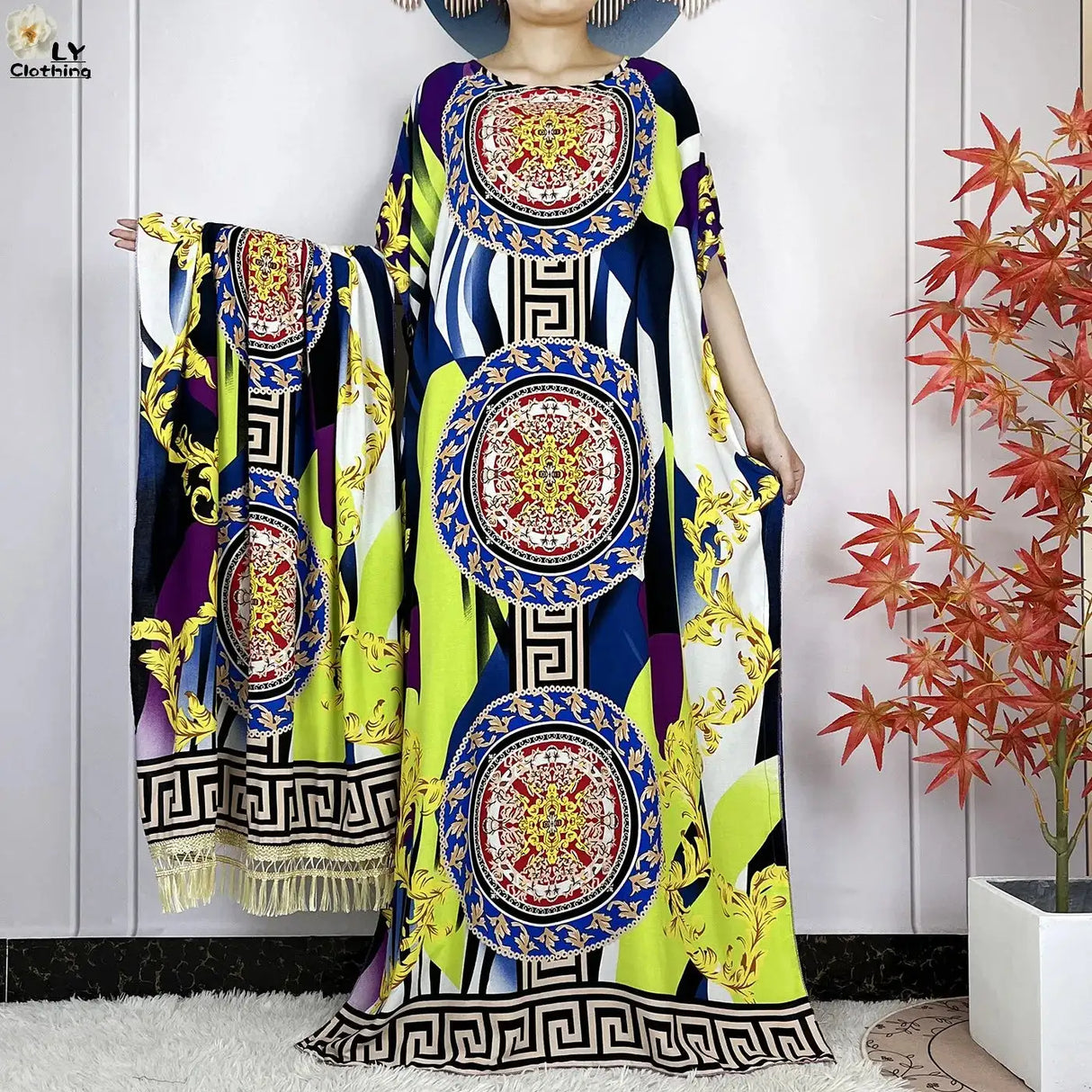 2024 Latest Muslim Sets Women Clothing Cotton Floral Loose Dashiki Long Dress African Abaya Dubai Traditional Islamic Clothing