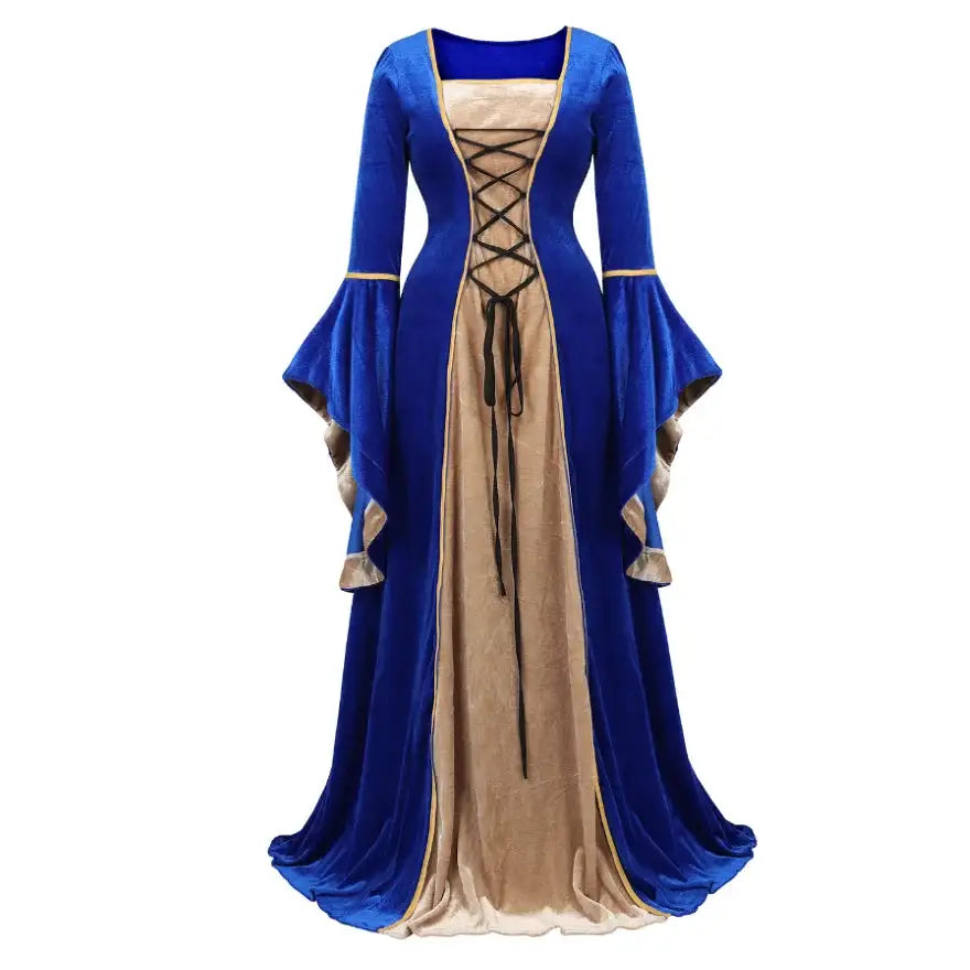 Medieval Renaissance Velvet Long Dress Women Victorian Retro Fancy Gown Halloween Cosplay Costume Plus Size - Lootquake