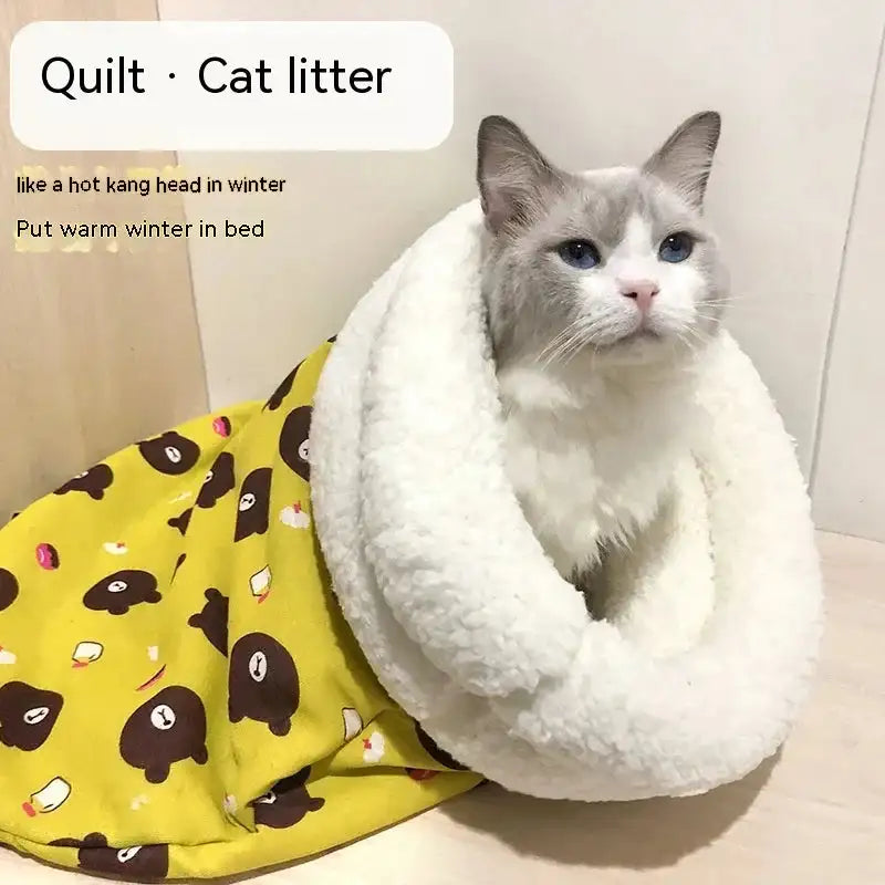 Tunnel Cat Nest Dog Nest Four Seasons Universal Warm Closed Cat Bed Pet Supplies Cartoon Cat Nest Mat Pet Mat Pet Sleeping Bag - Lootquake