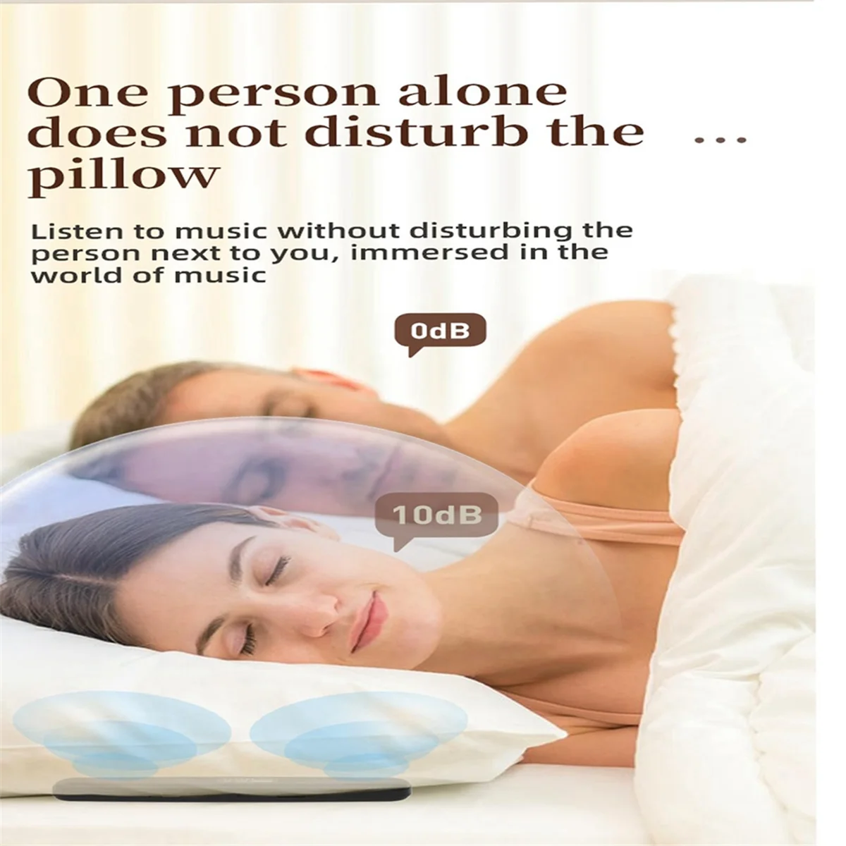 Enceinte Bluetooth sans fil à conduction osseuse, idéale sous l'oreiller, avec bruit blanc pour dormir, noire