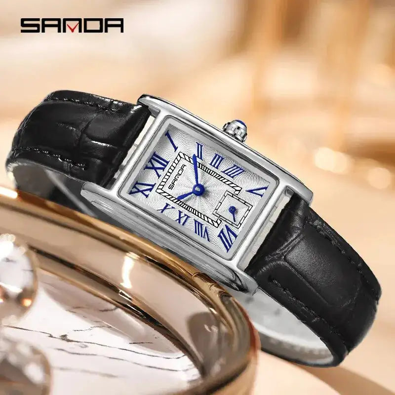 SANDA 1116 New Fashion 2024 Elegant Design Rectangle Dial Water Resistant Quartz Movement Business Women Analog Wrist Watch - Lootquake