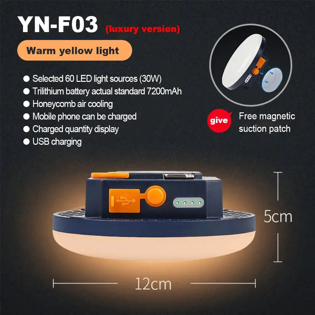 7200mAh Portable Emergency Night Market Light LED Tent Light Rechargeable Lantern Outdoor Camping Bulb Lamp Flashlight Home - Lootquake