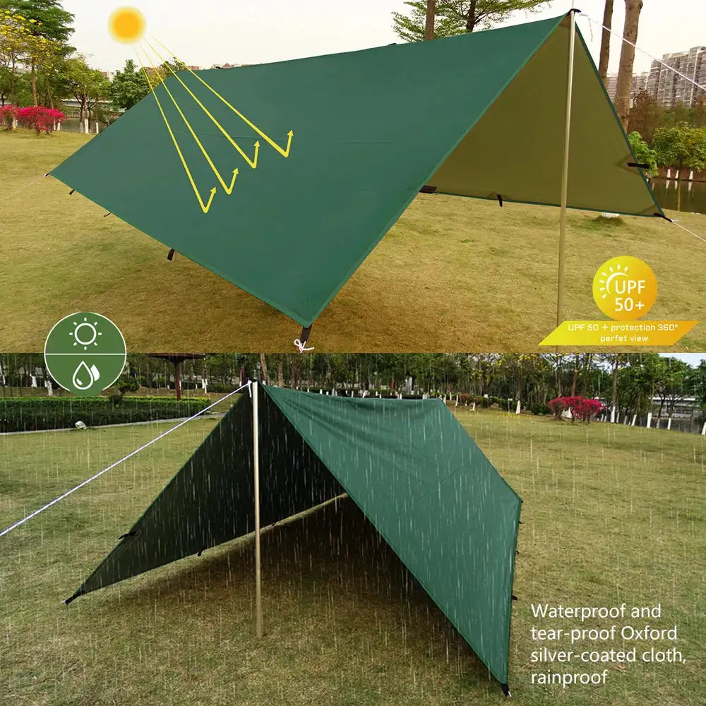 4x4m 4x3m 3x3m 19 Hang Points Tent Tarp Survival Sun Shelter Shade Canopy Outdoor Backpacking Waterproof Camping Awning SunShade - Lootquake