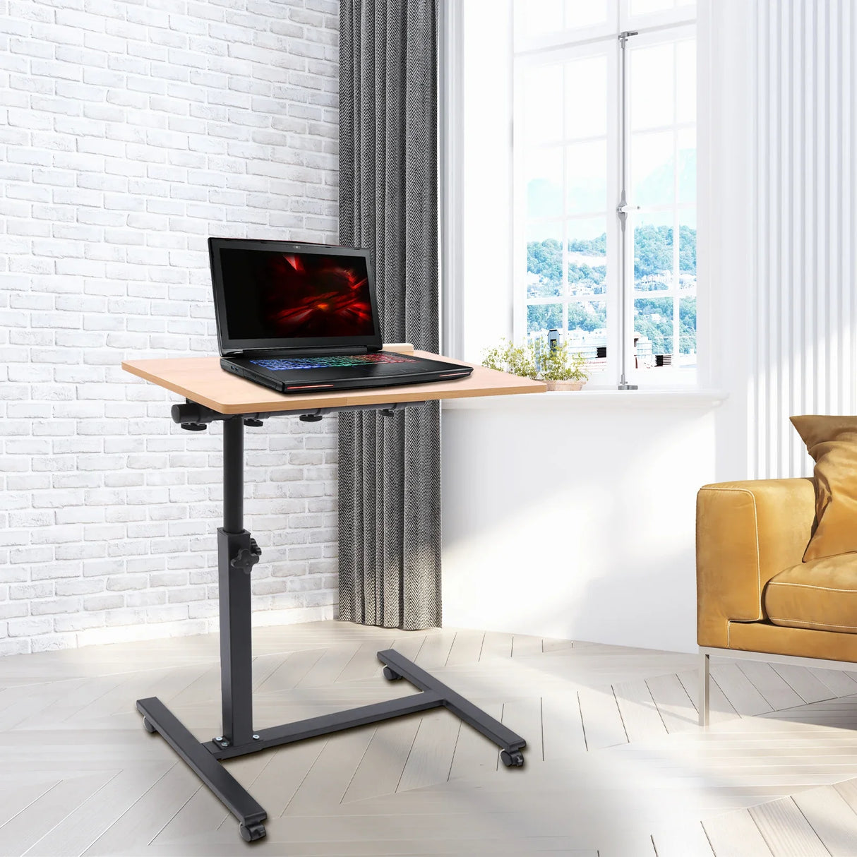 Adjustable Height Laptop Desk Rolling Cart Table Stand Movable Computer Table Sofa Side Tables