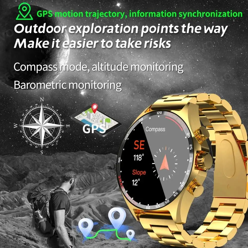 2024 New Outdoor Sports GPS Smart Watch Men Bluetooth Call HD Smartwatch Health Monitoring Compass IP68 Waterproof Watches Men - Lootquake