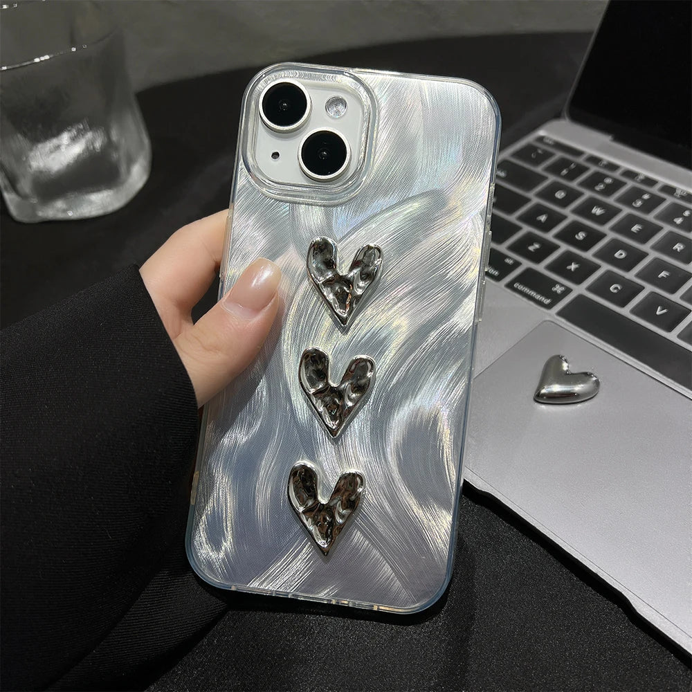 Funda suave de lujo para teléfono con corazón de amor en 3D