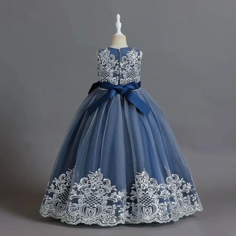 New Christmas Party Princess long dress children's dress children's gauze lace birthday party dinner ball big butterfly dress - Lootquake