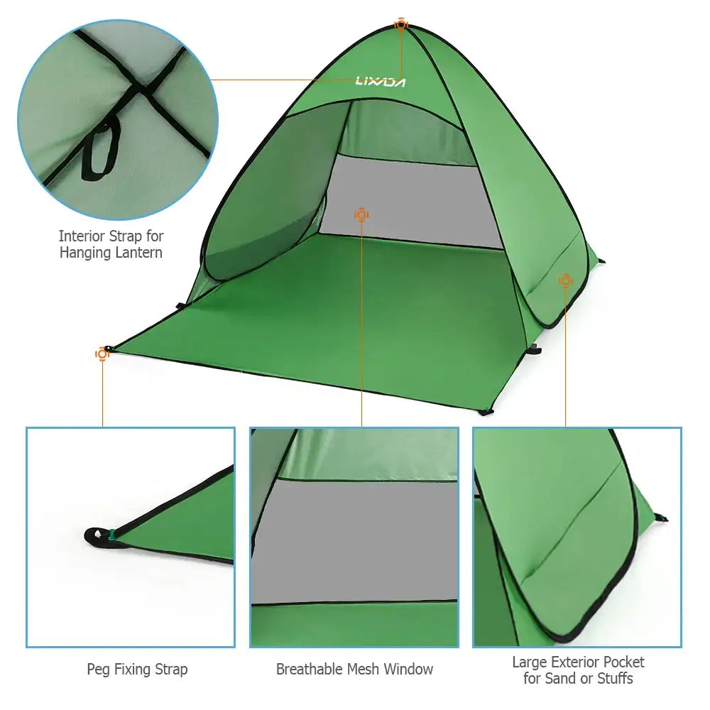 Lixada Automatic Instant Pop Up Beach Tent Lightweight Outdoor UV Protection Camping Fishing Tent Cabana Sun Shelter - Lootquake