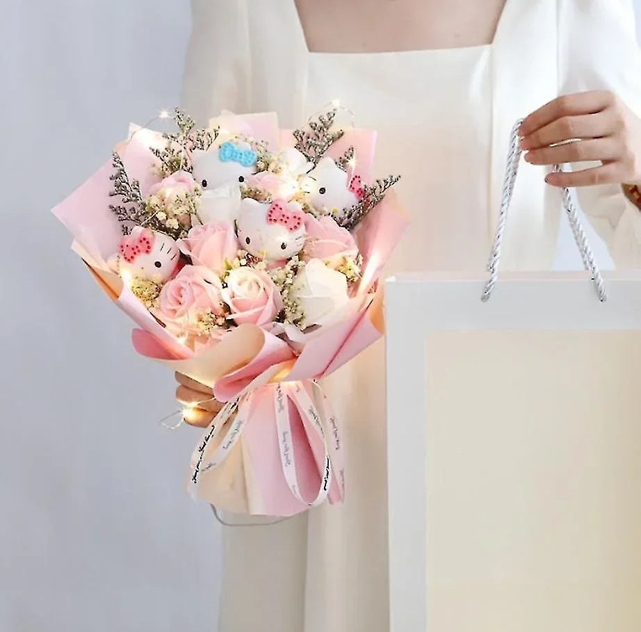 Hello kitty cartoon cute bouquet gift wholesale Valentine's Day birthday gift Kawaii anime doll bouquet for girlfriend new style - Lootquake