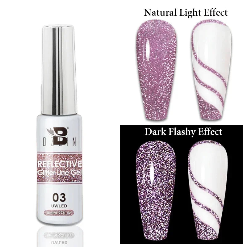 Esmalte de uñas en gel semipermanente, efecto espejo metálico, cromado, superbrillante, francés, UV LED, 5 ml, dorado y plateado.