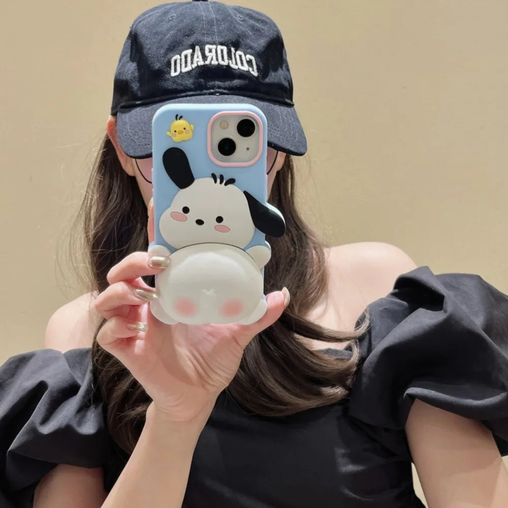 Funda para teléfono con trasero de perro Pochacco de dibujos animados
