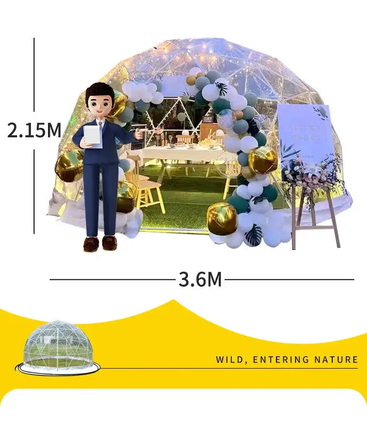 3.6M TPU Transparent Clear Bubble Dome Tent / Outdoor Event Party Camping Cafe Dining Plastic PVC Garden Igloo Dome Tent Luxury - Lootquake