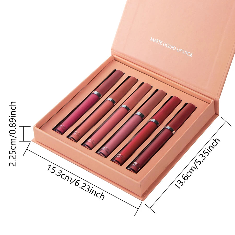 Coffret de 6 rouges à lèvres mats, brillants à lèvres lisses et durables, waterproof et hydratants, coffret cadeau pour les fêtes