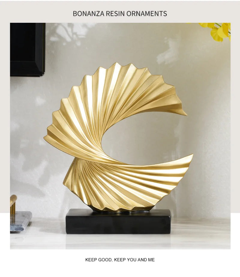 Decoration Sculpture Gold Modern Abstract Art Sculpture Resin Crafts Sculpture Ornaments Home Office Desk Decoration Accessories