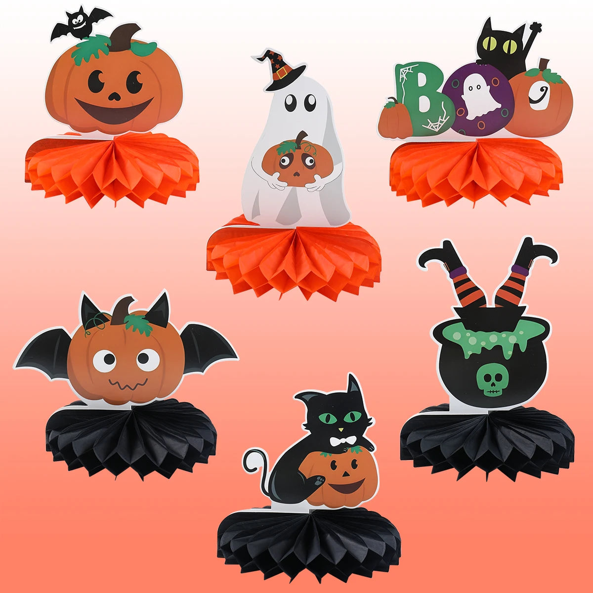 Happy Halloween Honeycomb Ornaments Halloween Decorations Scary Ghost Pumpkin Witch Honeycomb Props Halloween Party Decoration