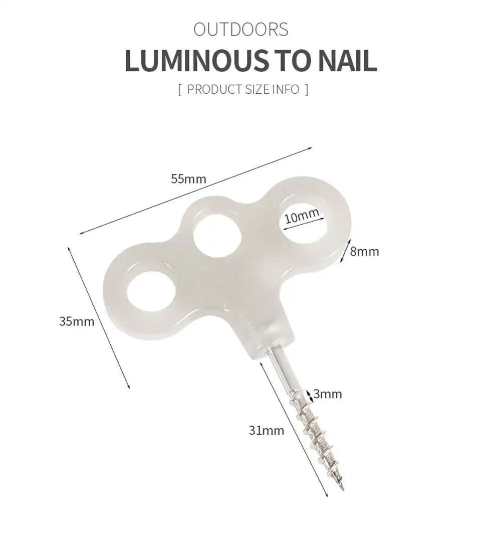 10/15pcs Camping Glow Deck Nails Outdoor Travel Hiking Tent Accessories 3 Holes Screw Spikes Luminous Metal Canopy Pegs Stakes - Lootquake