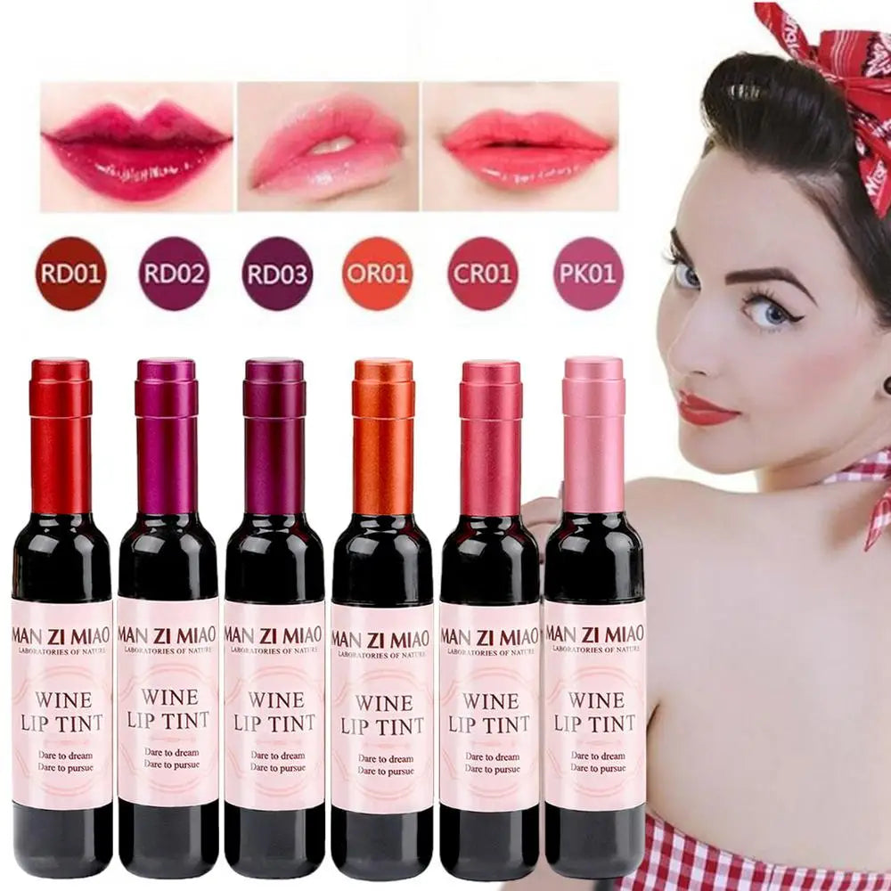 Lápiz labial color vino, tinte labial rosa bebé, brillo labial líquido mate Lipgross, tinte labial resistente al agua de larga duración, lápiz labial antiadherente en vaso.