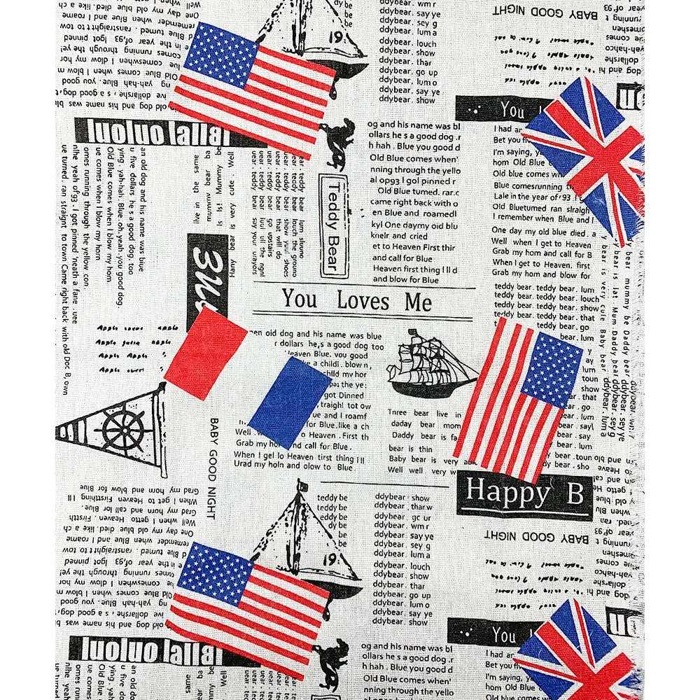 Tela estampada de periódico, tela acolchada de algodón y lino para costura DIY, mantel, cojín, mantel individual, bolsa de almacenamiento, materiales para manualidades
