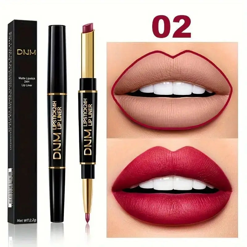 12 Colors Double-Ended Lipstick & Lip Liner Pencil,Waterproof, Non-Stick, Long Lasting,Make Natural Makeup Effect for All Skin