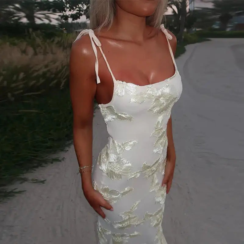 3D Flowers Mesh Patchwork Maxi Dresses Women Sleeveless Embroidered Floral Long Dress Elegant Evening Party Wedding Gowns - Lootquake