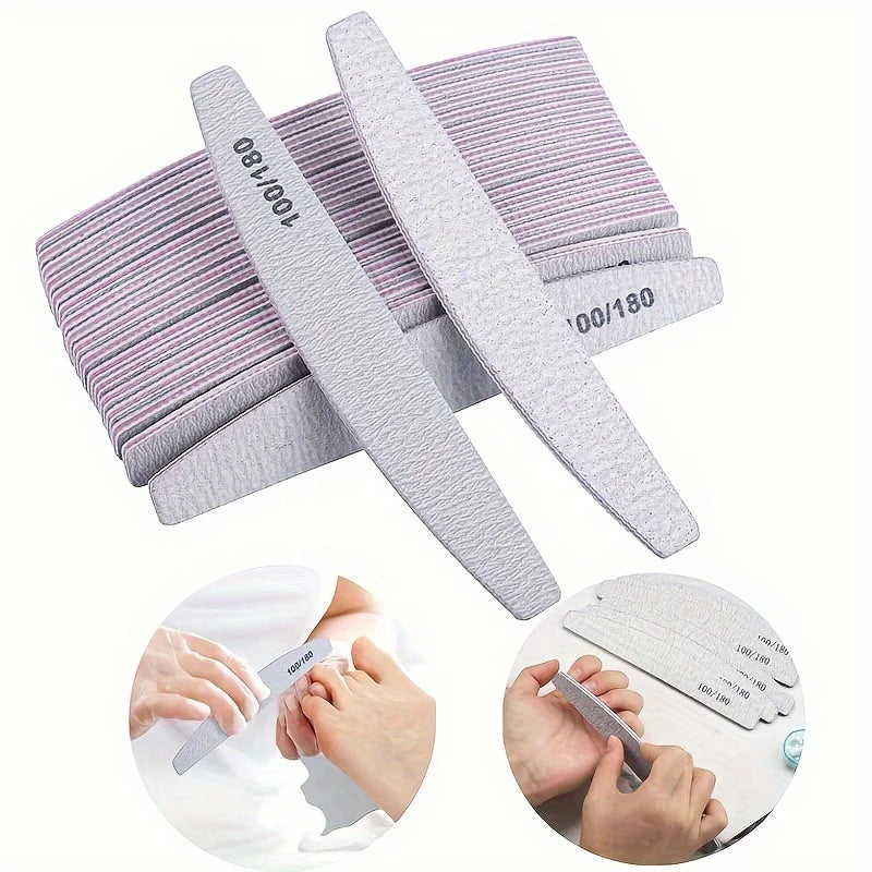 Limes à ongles 50 pièces, accessoires pour 100/180 ongles, vernis à ongles gel, polissage, pédicure, manucure, tampons, outils de soin des ongles, lime à ongle
