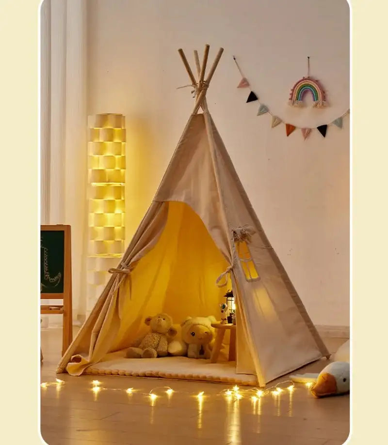 Portable Teepee Tent Large Play House for Children Tents Kids Canvas Indian Play Tent Wigwam Child Tipi Room Decoration - Lootquake