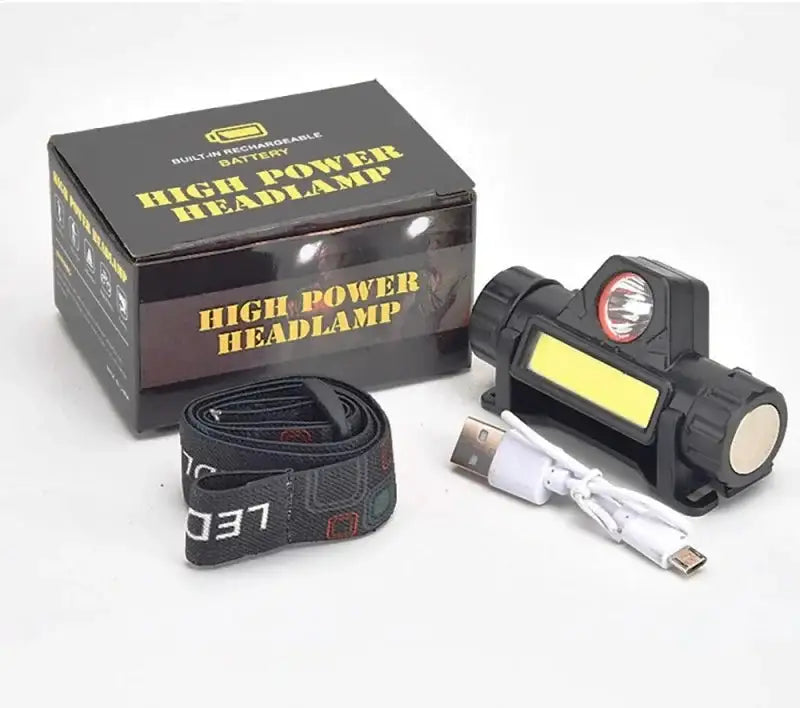1pcs Rechargeable Fishing LED Headlamp Camping Headlight XPE COB Work Light 2 Lighting Modes With Tail Magnet Detachable - Lootquake