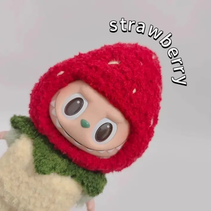 Colgante de muñeca Labubu, ropa de muñeca de goma, rabubu v2v1, sombrero con forma de corazón, macarrón, 17 cm y 15 cm