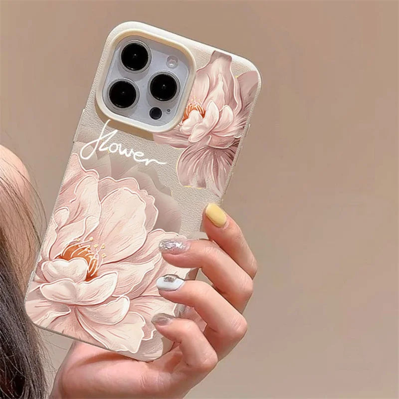 Funda para iPhone con diseño floral coreano