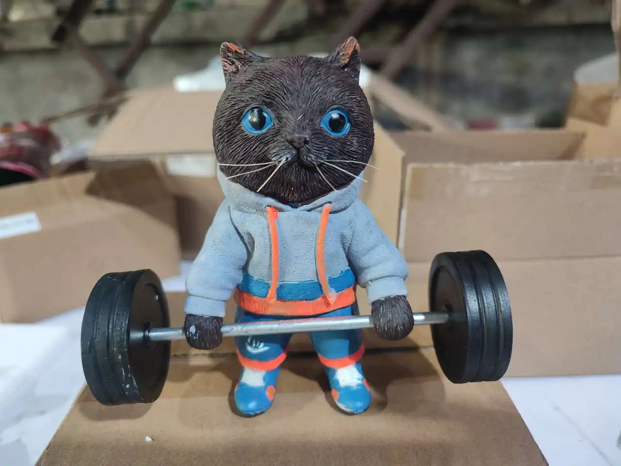 Cute Fitness Cat Sculpture. Cute Fitness Cat Sculpture Home Decor Desk Decor