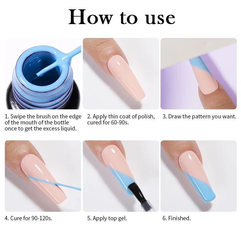 Esmalte de uñas en gel delineador LILYCUTE de 5 ml con efecto francés semipermanente UV LED.