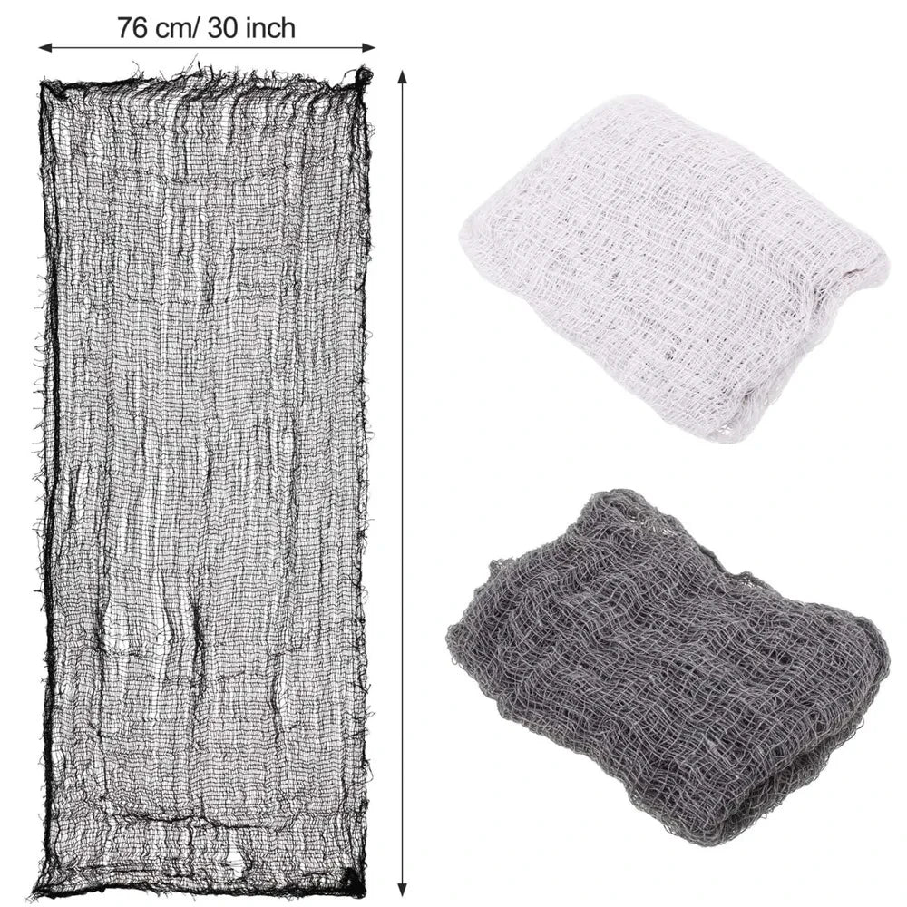 Décorations d'Halloween 76 x 183 cm, gaze noire effrayante, filet pour fenêtre, table, porte, déguisement, fête, maison hantée, décoration murale