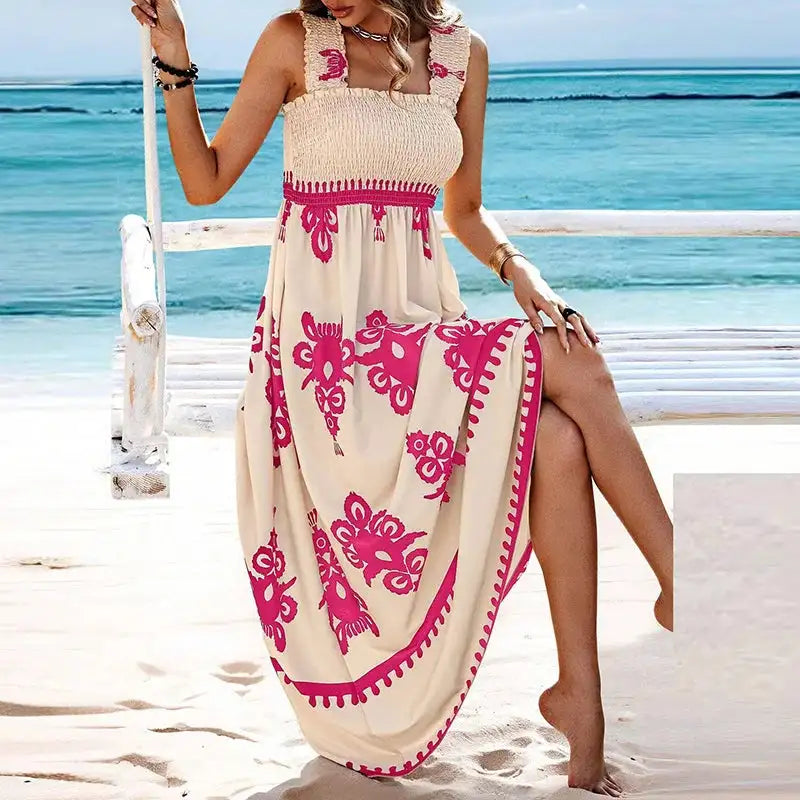 Summer Holiday Dress Women Casual Sleeveless A-Line Party Long Dress Boho Casual Sleeveless Party Dress 2024 - Lootquake