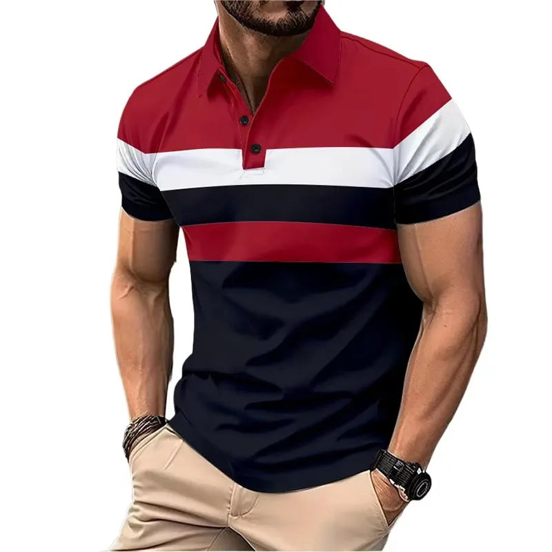 Summer Men's Short Sleeve Polo Shirts Splice Breathable Lightweight T Shirts Mens Outdoor Sweatwear Turn Down Mens Shirts - Lootquake