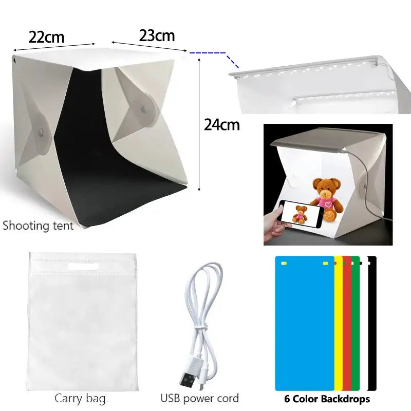 Portable Photobox Softbox Light Folding Box For Photo Studio Photography Double Led Cubes To Take Photos Products Shooting Tent - Lootquake
