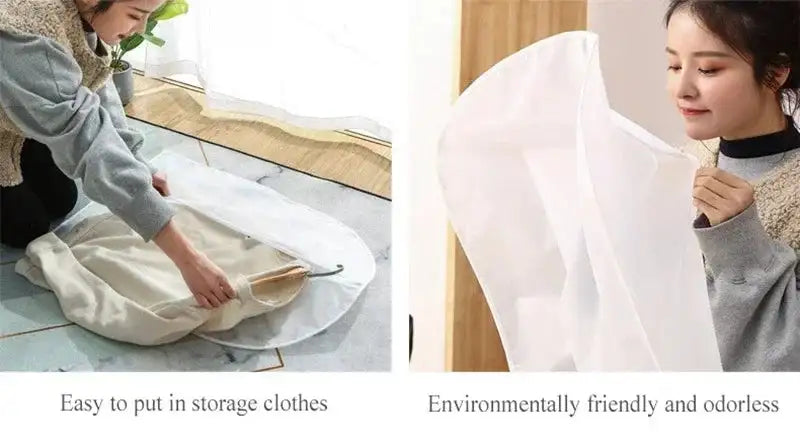 Dustproof Clothes Dust Cover Long Dress Suit Coat Dust Cover Closet Case Garment Storage Bag Clothes Wardrobes Hanging Organizer - Lootquake
