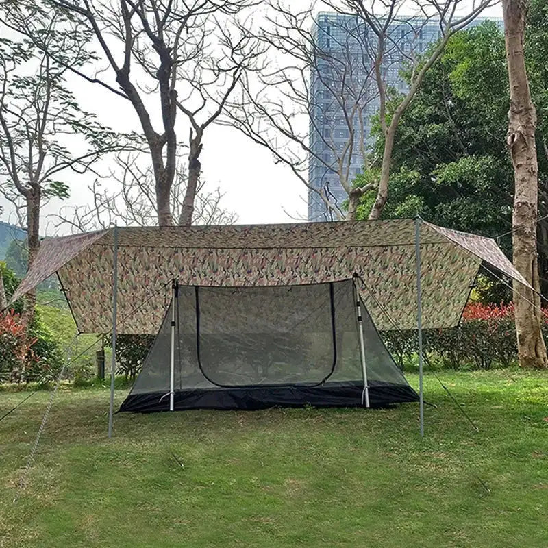 4x4m 4x3m 3x3m 19 Hang Points Tent Tarp Survival Sun Shelter Shade Canopy Outdoor Backpacking Waterproof Camping Awning SunShade - Lootquake