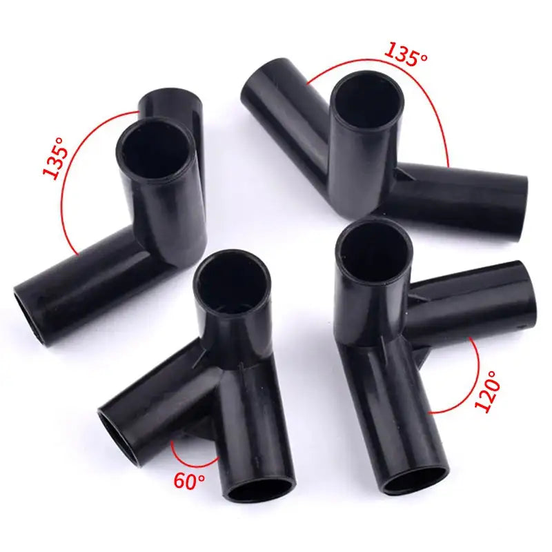 I.D 8/12/16/19mm Black Plastic Pipe Connector DIY Shelf Water Tube Joint Tent Fixed Connector Tee Four Way Elbow Straight Joint - Lootquake