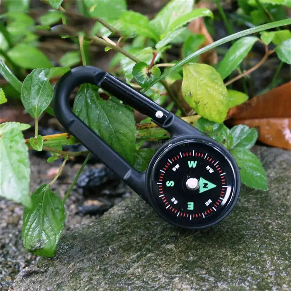 Mini Compass Thermometer Carabiner Compass Thermometer Carabiner 3 in 1 Outdoor Hiking Key Buckle Double Sided Metal Compasses - Lootquake