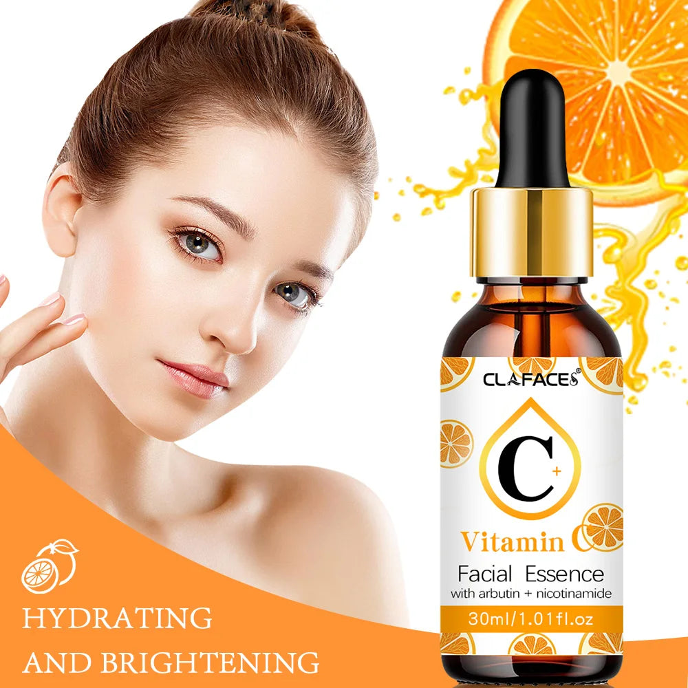 La esencia de vitamina C elimina manchas oscuras, blanquea, hidrata, resiste el envejecimiento, las arrugas y reafirma los cosméticos para el cuidado de la piel 30 ml