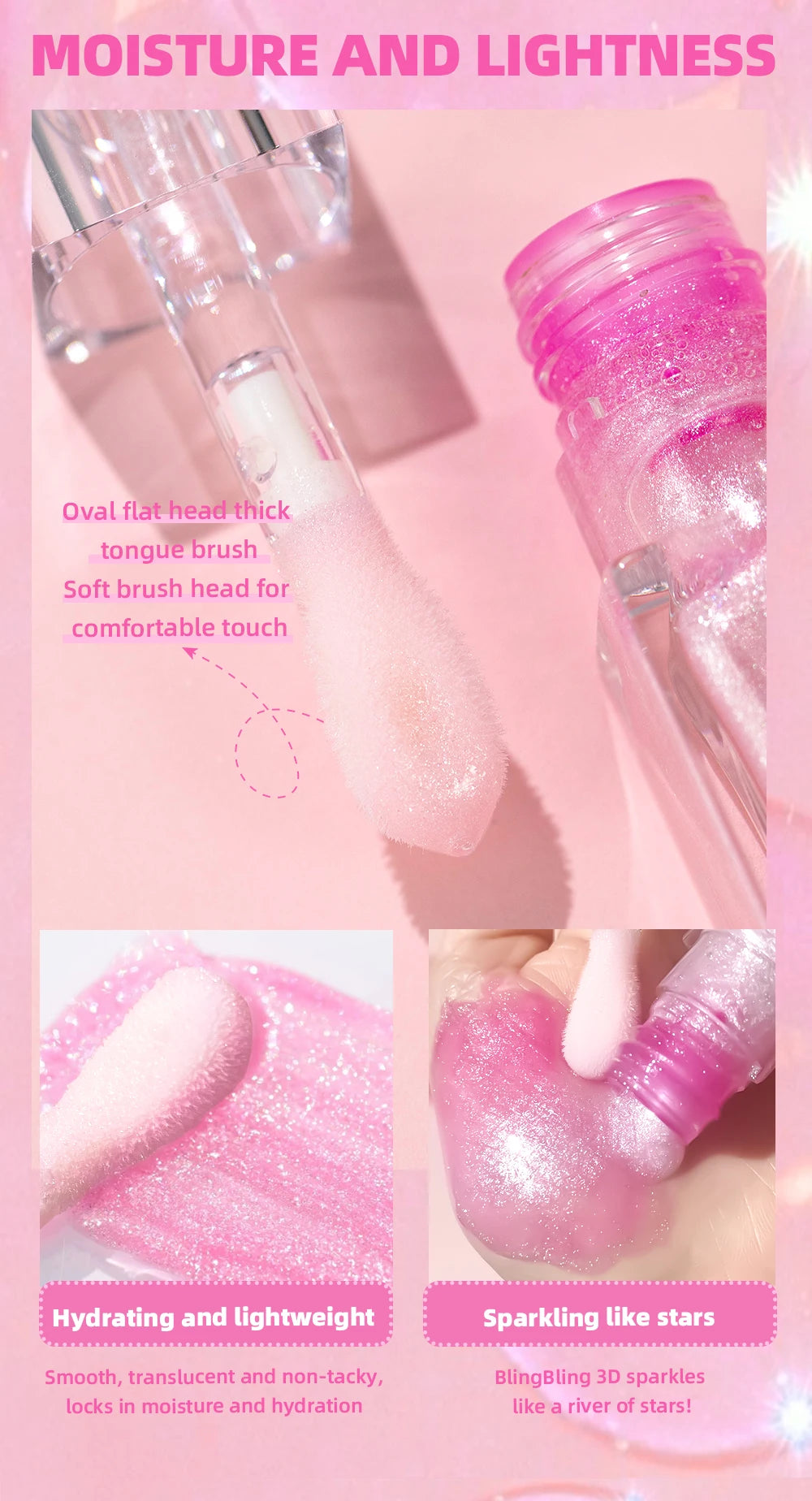 QIBEST - Bálsamo labial mágico con cambio de color cálido, brillo labial transparente, hidratante, brillo labial brillante, cosméticos para labios