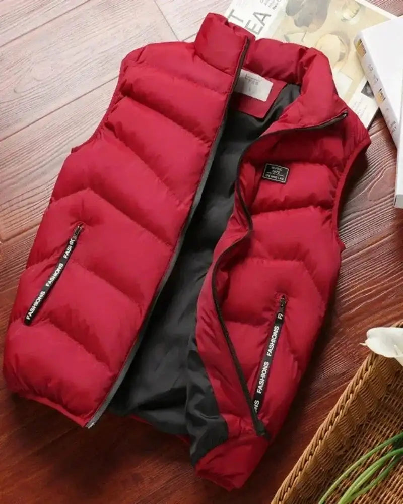 2024 New Puffer Sleeveless Coats Mens Solid Color Down Jacket Winter Warm Vest Jacket Men Waistcoat Outwear Windbreaker Clothing - Lootquake