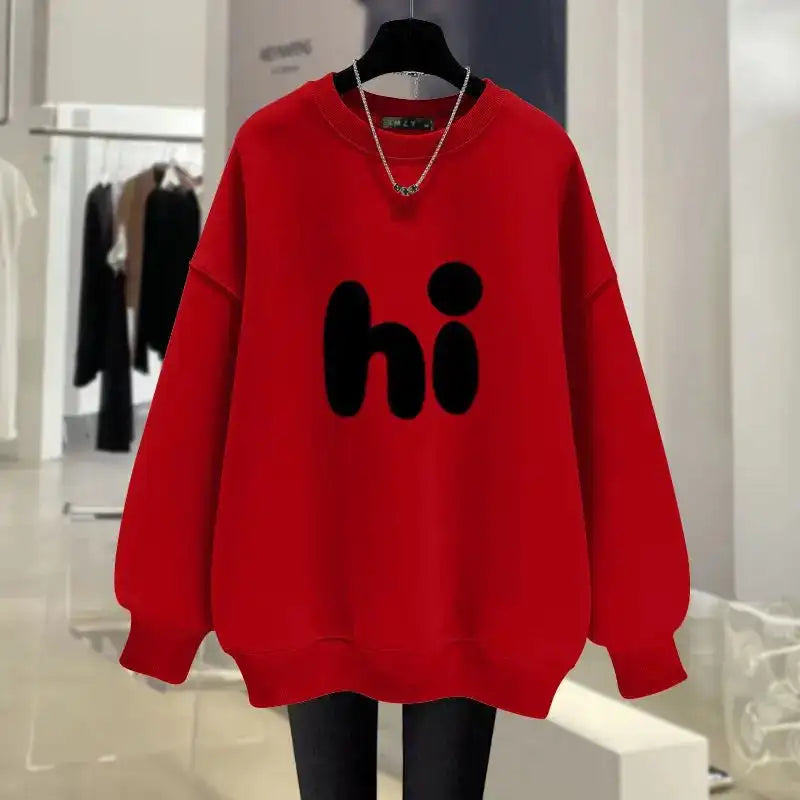 Autumn Fashion Loose O-neck Hoodies Women Clothing Vintage Chic Pullovers Letter Printed Pure Cotton Sweatshirts - Lootquake