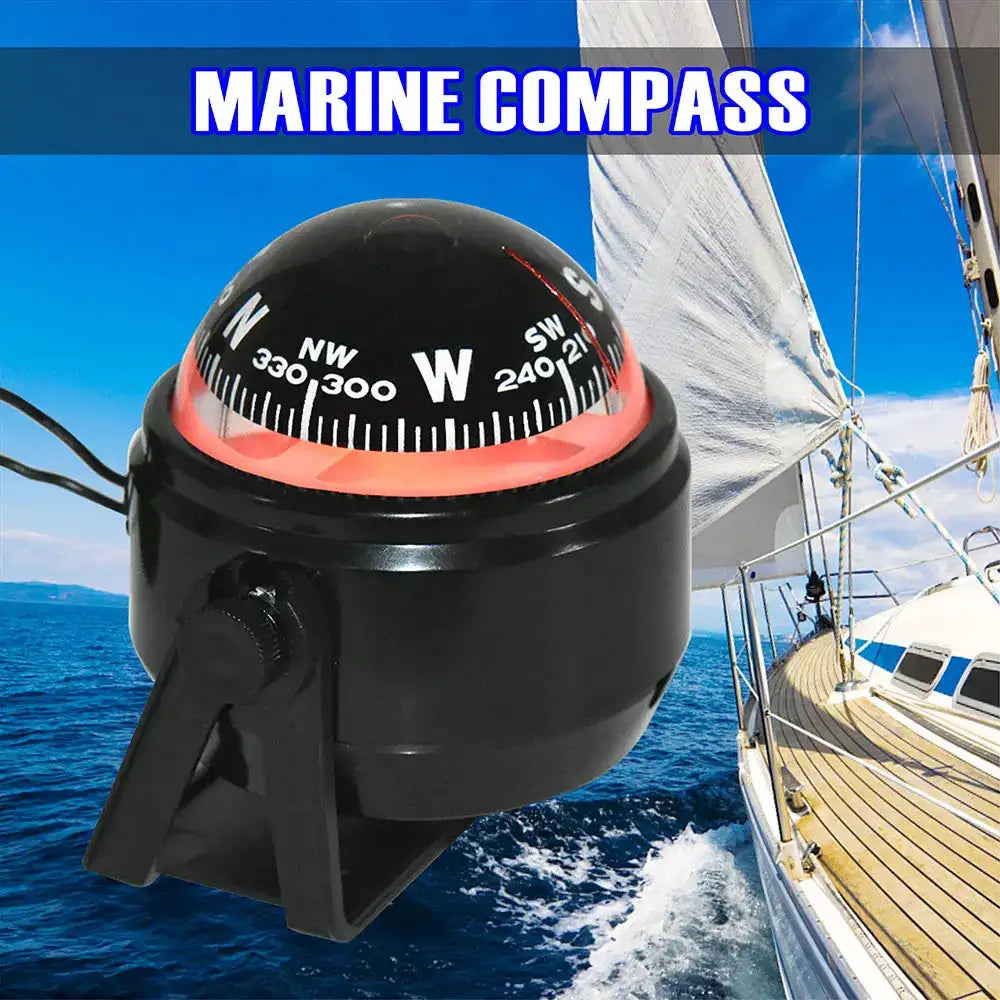 Navigation Car Compass For Marine Car Boat Pivoting Electronic LED Light Guide Ball Vehicle Navigation Tool Compass Accessories - Lootquake