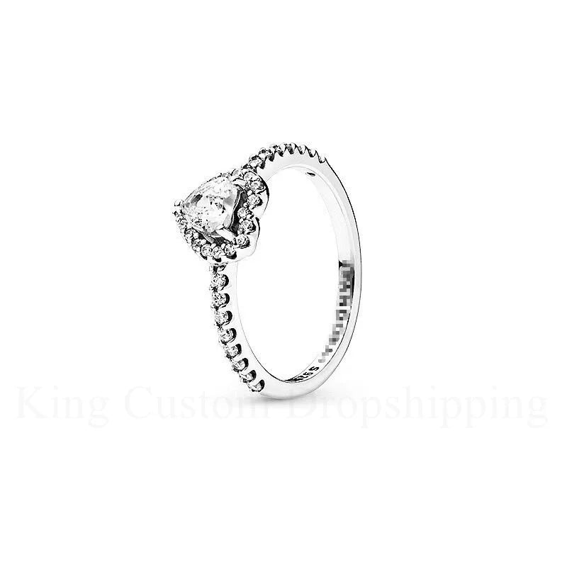 New Colored Crystal 925 Sterling Silver Ring Exquisite Women Shiny Heart Series Simple Ring Valentine's Day Gift for Lovers - Lootquake