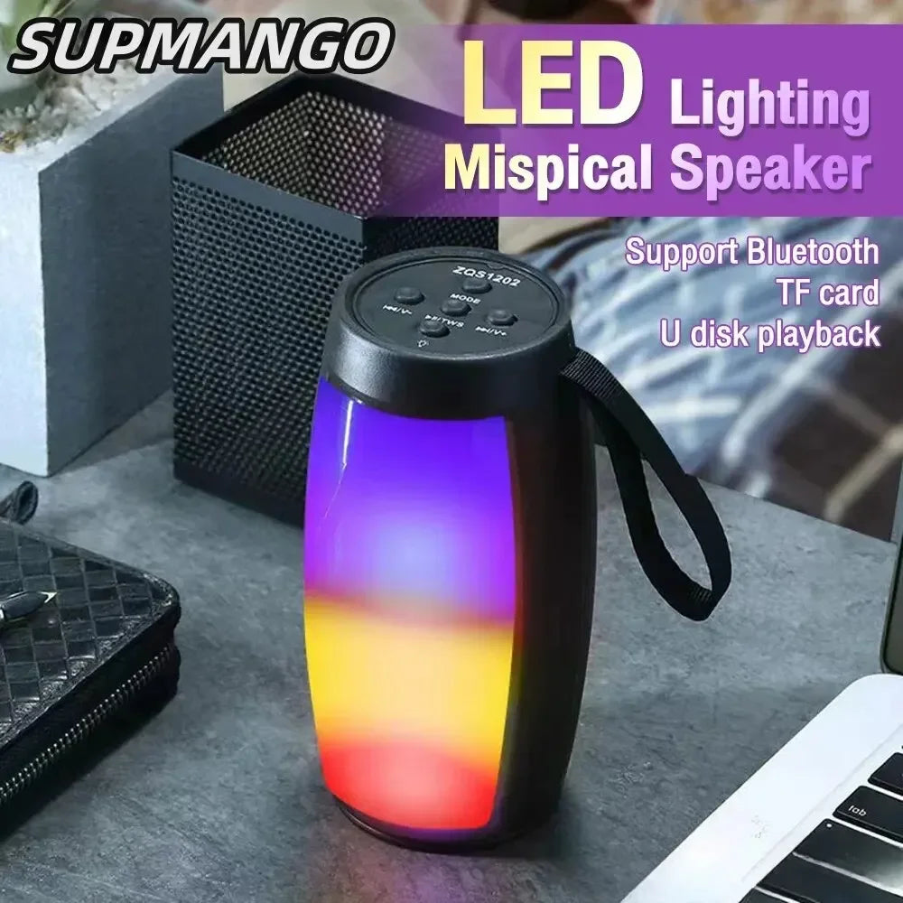 Enceintes Bluetooth sans fil S12, caisson de basses portable et puissant, lecteur MP3, système audio avec lumières LED