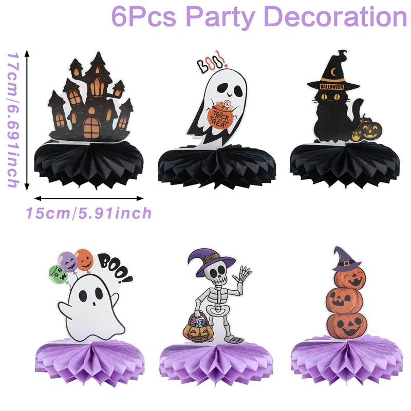 Happy Halloween Honeycomb Ornaments Halloween Decorations Scary Ghost Pumpkin Witch Honeycomb Props Halloween Party Decoration