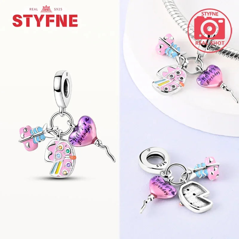 S925 Silver Happy Birthday Charms Love Numbers Celebration Anniversary Serie Beads for Women Diy Original Bracelet Jewelry Gift - Lootquake