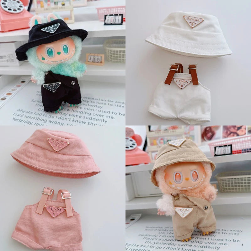 Vêtements de poupée populaires Labubus DIY pour poupée de 17 cm, chapeau, vêtements, accessoires de poupée, jeu de fête assis